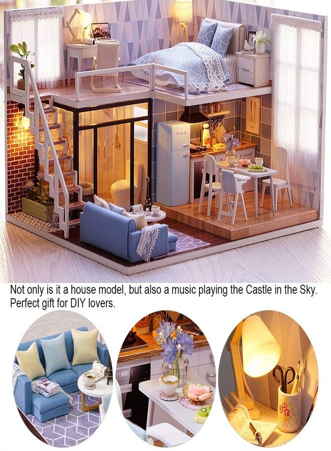 CHEOTIME DIY Miniature Dollhouse Kit with Furniture, DIY LED Wooden Kit Plus Dust Proof and Music Movement, Mini Wooden Doll House Creative Room for Valentine's Day Gift - Image 4